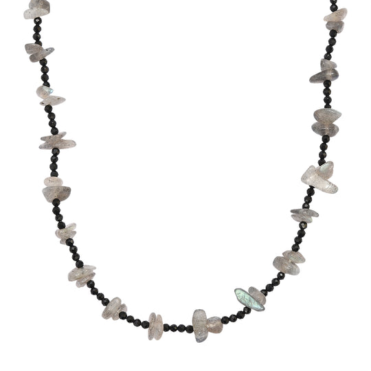 Labradorit, Schwarzer Spinell Halskette 91 cm ca. 240.00 ct