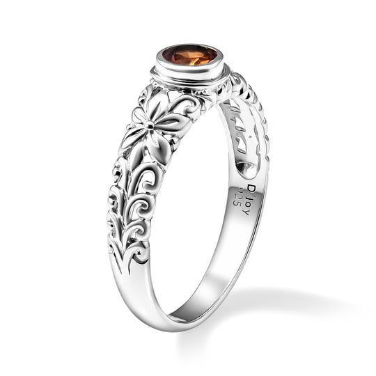 D'Joy AAA Hessonit Granat Ring 925 Silber (Größe 21.00) ca. 0,60 ct