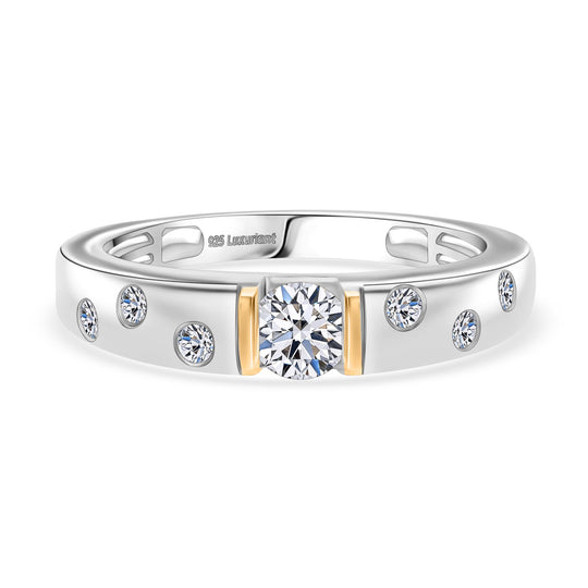 LUXURIANT DIAMOND - Lab Grown Diamant SI-GH Ring 925 Silber 750 Gelbgold vermeil (Größe 18.00) ca. 1,00 ct