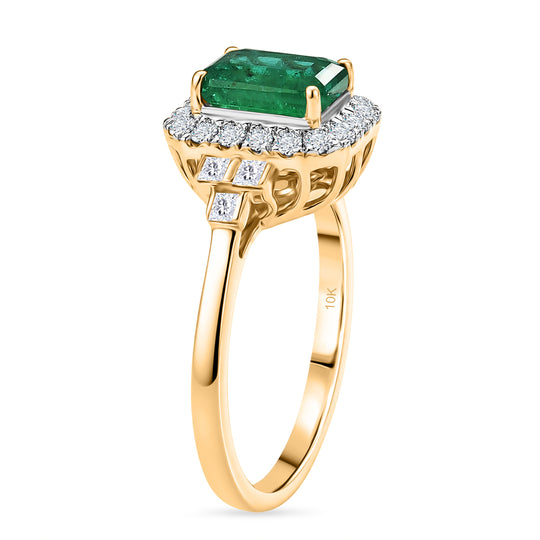 LUXORO AAA Kagem Sambischer Smaragd, Weißer Diamant Ring 417 Gold (Größe 18.00) (10-16 Werktage Lieferzeit) ca. 2,18 ct