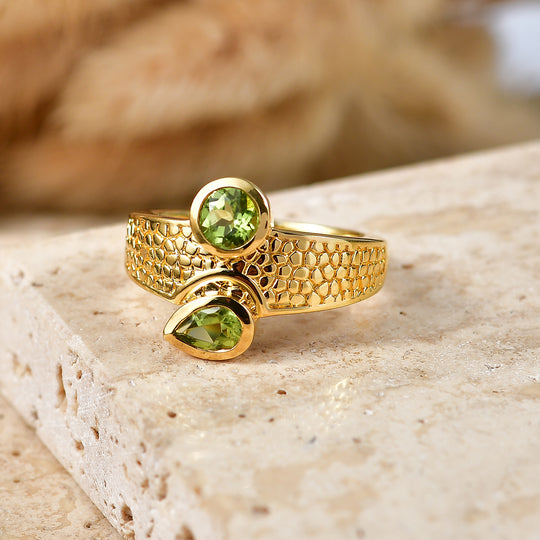 EVER TRUE Natürliche Peridot Ring 950 Kupfer (Größe 18.00) ca. 0.97 ct