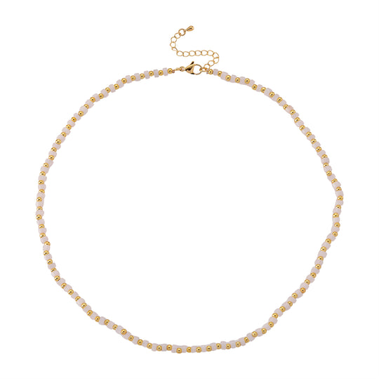 Weißer Kristall Halskette, flexibel, Reine Legierung Vergoldet 25.00 ct