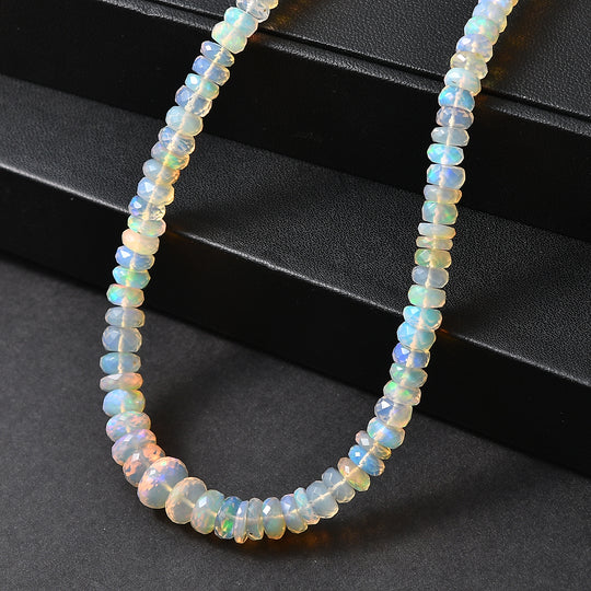 D'Joy AAA Natürlicher, äthiopischer Welo Opal Halskette ca. 45 cm 925 Silber Rhodiniert ca. 78,00 ct.