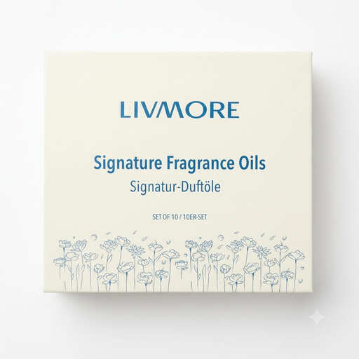 LIVMORE 10er-Set mit ätherischen Ölen (Minze, Lavendel, Eukalyptus, Zitronengras, Orange, Rose, Jasmin, Vanille, Sandelholz und Amber)