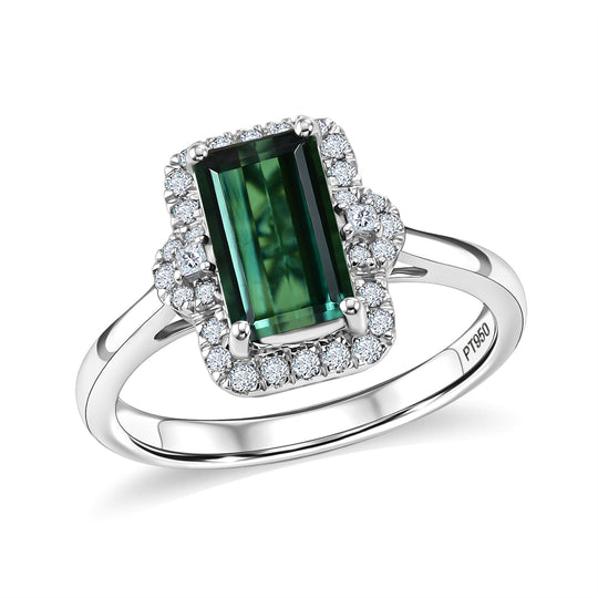 Rhapsody AAAA Pirineu Lagoon Tourmaline, Weißer Diamant Ring 950 Platin (Größe 18.00) (10-16 Werktage Lieferzeit) ca. 2,56 ct
