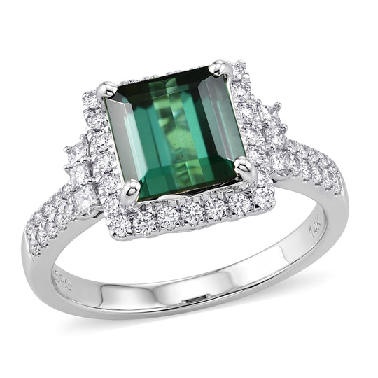 LUXORO AAA Pirineu Lagoon Tourmaline, Weißer Diamant Ring 417 Gold (Größe 16.50) (10-16 Werktage Lieferzeit) ca. 1,82 ct