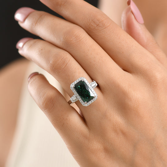 Rhapsody AAAA Pirineu Lagoon Tourmaline, Weißer Diamant Ring 950 Platin (Größe 17.00) (10-16 Werktage Lieferzeit) ca. 5,09 ct