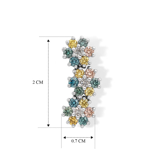 LUXURIANT SGL zertifizierte SI-GH mehrfarbige Labor Diamant florale Ohrringe, 925 Silber rhodiniert - 1,52 ct.