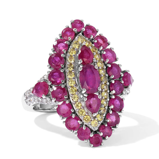 D'Joy Afrikanischer Rubin (Fissure gefüllt) Ring 925 Silber Rhodiniert (Größe 20.00) ca. 5,46 ct