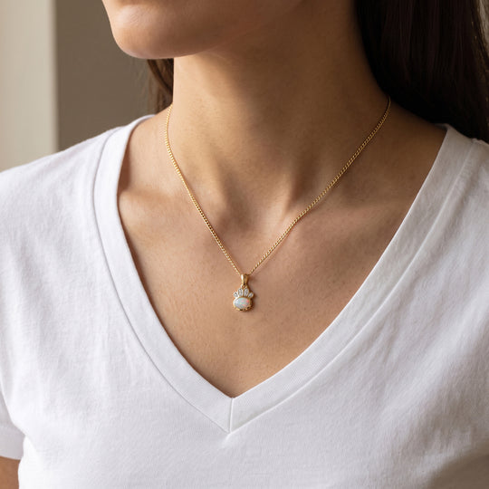 D'Joy AA Natürlicher, äthiopischer Welo Opal, Moissanit Anhänger 925 Silber 585 Vergoldet ca. 0.54 ct