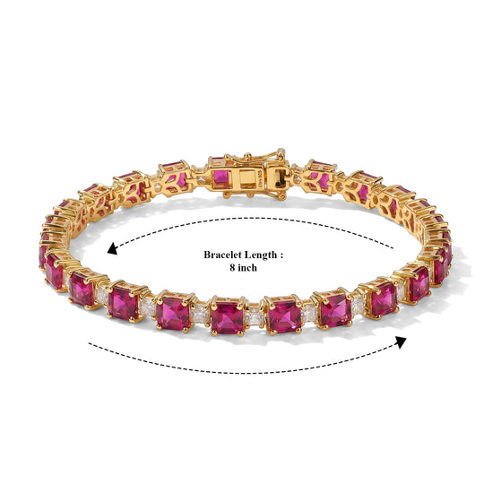 D'Joy AAA Lab Grown Rubin, Moissanit Armband ca. 20 cm 925 Silber 750 Gelbgold vermeil ca. 23,62 ct.