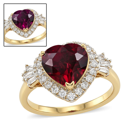 LUXURIANT (10-16 Werktage Lieferzeit) 3,04 ct. AAA Farbwechsel Granat und Labor Diamant Ring in 417 Gold