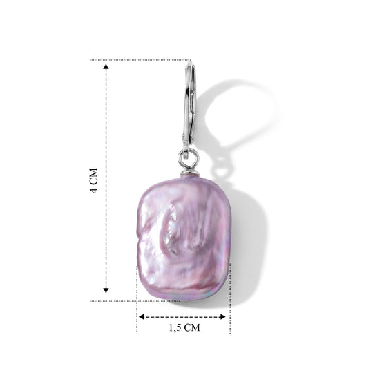 Lila Keshi Perle Ohrringe 316L Edelstahl