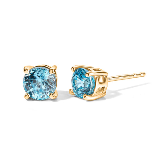 EverTrue AA blaue Zirkon Solitär Ohrringe, Bronze mit Platin E-Beschichtung - 2,16 ct.