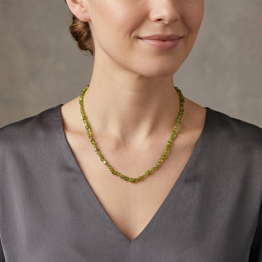 Natürliche Peridot Halskette, ca. 45 cm 316L Edelstahl ca. 90.00 ct