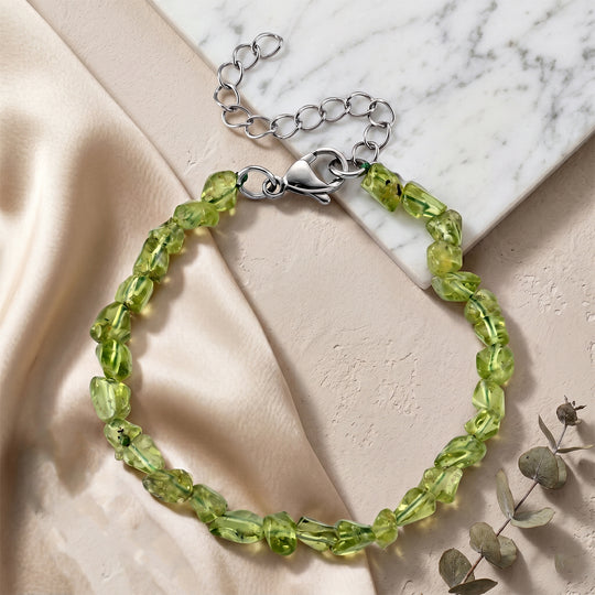 Natürliches Peridot Armband, ca. 18 cm 316L Edelstahl ca. 30.00 ct