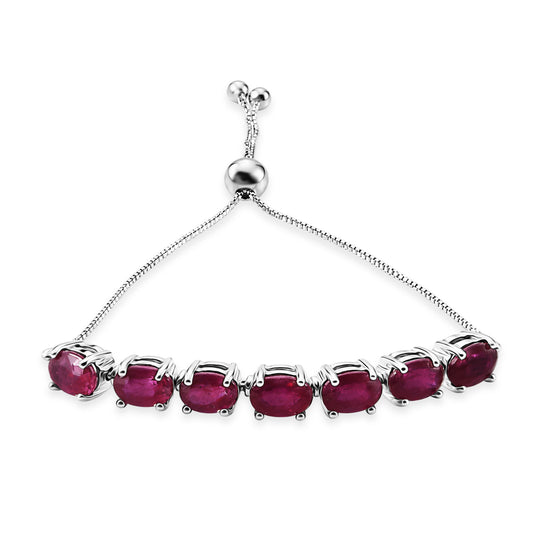 D'Joy Afrikanischer Rubin (Fissure gefüllt) Armband ca. 19 cm 925 Silber Rhodiniert ca. 3.36 ct