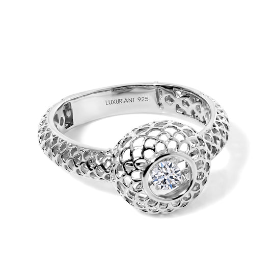 LUXURIANT DIAMOND - Lab Grown Diamant SI-GH Ring 925 Silber Rhodiniert (Größe 18.00) ca. 0,13 ct