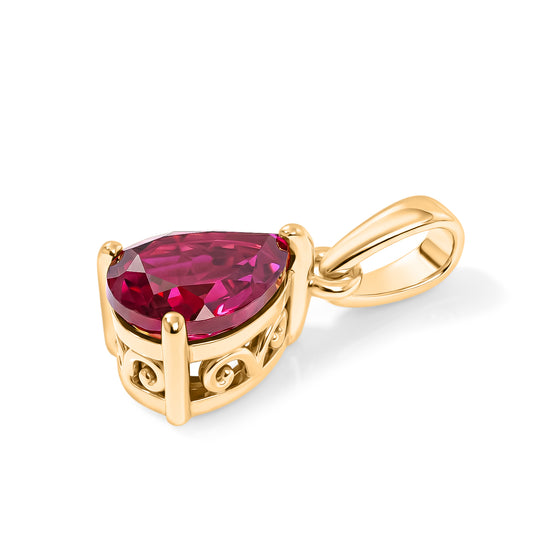 LUXURIANT - AAA Lab Grown Rubin Anhänger 925 Silber Gold ca. 1.67 ct