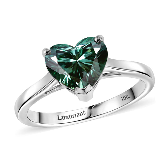 LUXURIANT (10-16 Werktage Lieferzeit) 2 ct. VS-EF Grüner Labor Diamant Ring in 417 Weißgold