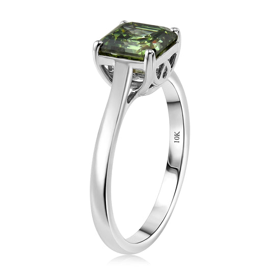 LUXURIANT (10-16 Werktage Lieferzeit) 2 ct. VS-EF grüner Labor Diamant Ring in 417 Weißgold