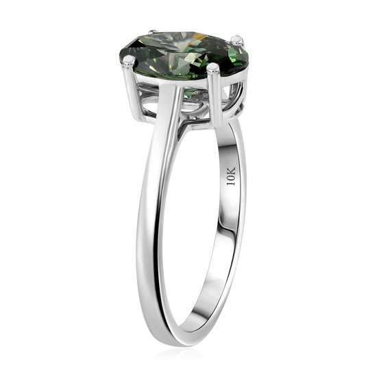 LUXURIANT (10-16 Werktage Lieferzeit) 2 ct. VS-EF grüner Labor Diamant Ring in 417 Weißgold
