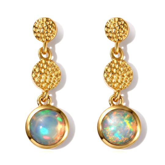 D'Joy AA Natürlicher, äthiopischer Welo Opal Ohrringe 925 Silber 585 Vergoldet ca. 1,02 ct.