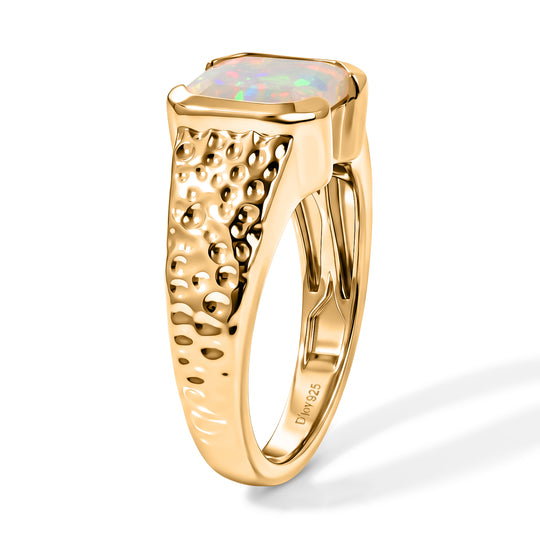 D'Joy AA Natürlicher, äthiopischer Welo Opal Ring 925 Silber 750 Gelbgold vermeil (Größe 21.00) ca. 1,46 ct