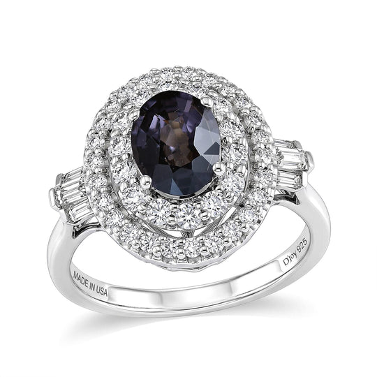 D'Joy AA Platin-Spinell, Moissanit AGI zertifiziert Ring 925 Silber Rhodiniert (Größe 19.00) ca. 2,22 ct