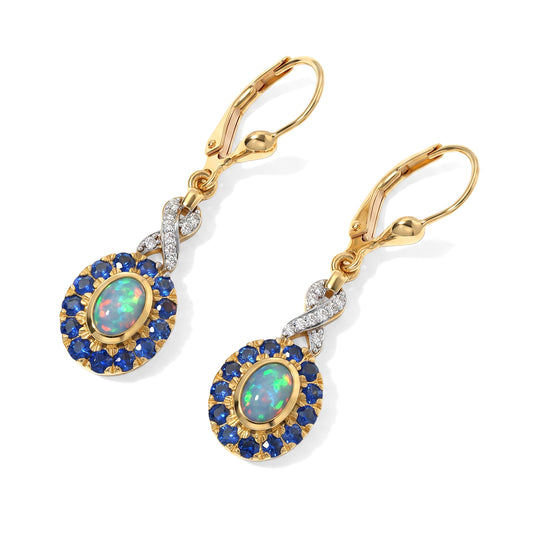 D'Joy AAA Natürlicher, äthiopischer Welo Opal, Afrikanischer Rubin (Fissure gefüllt) Ohrringe 925 Silber 585 Vergoldet ca. 2.19 ct