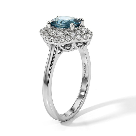 D'Joy AA Blauer Zirkon, Moissanit AGI zertifiziert Ring 925 Silber Rhodiniert (Größe 18.00) ca. 2,32 ct