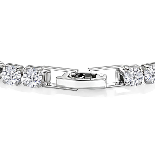 Weißes Zirkonia 19cm Armband, Messing rosévergoldet