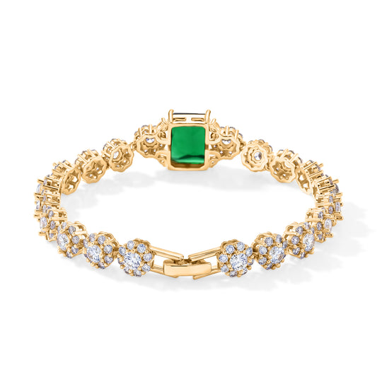 Grünes und weißes Zirkonia 19cm Armband, Messing vergoldet