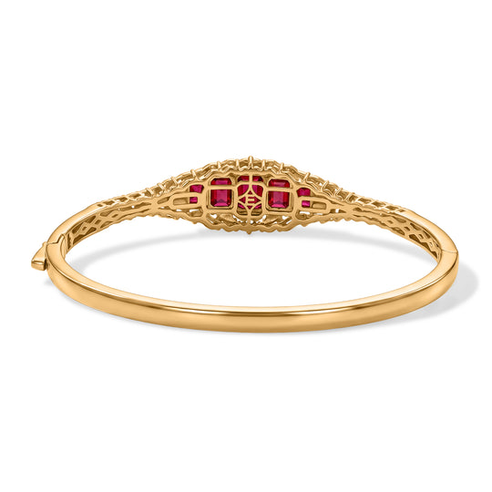 EVER TRUE AAA Lab Grown Rubin, Mosambik Granat Armreif ca. 19 cm 950 Kupfer ca. 5,71 ct.