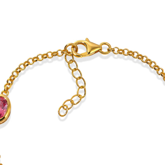 D'Joy AA Lab Grown Padparadscha-Saphir Armband ca. 19 cm 925 Silber 750 Gelbgold vermeil ca. 8,97 ct.
