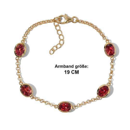 D'Joy AA Lab Grown Padparadscha-Saphir Armband ca. 19 cm 925 Silber 750 Gelbgold vermeil ca. 8,97 ct.