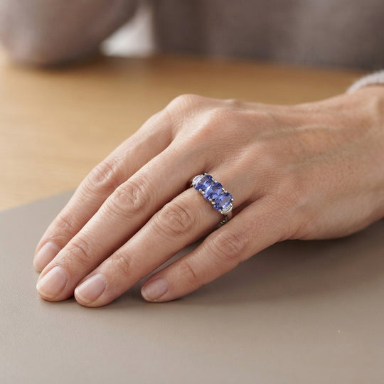 D'Joy AA Tansanit und Diamant Ring, 925 Silber rhodiniert - 1,38 ct.