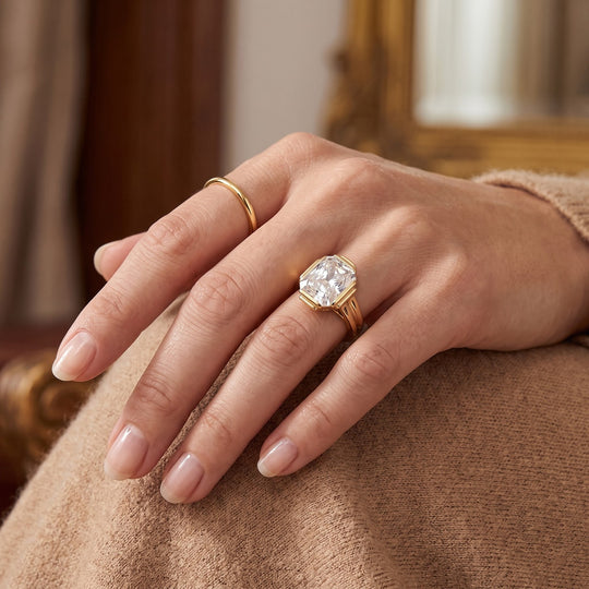 D'Joy Moissanit Ring 925 Silber 750 Gelbgold vermeil (Größe 21.00) ca. 3,53 ct
