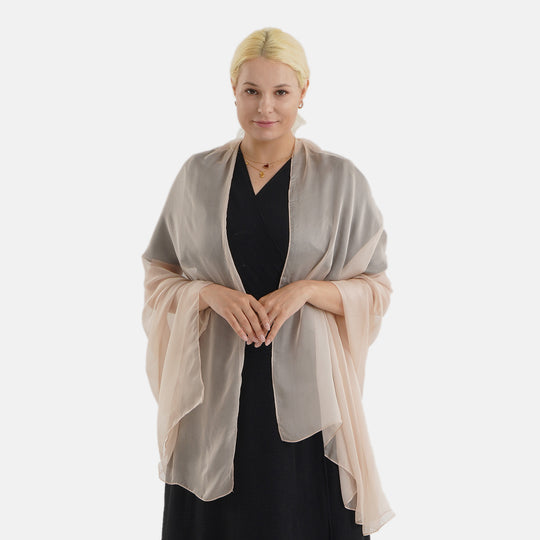 LA MAREY Luxus-Seidenschal aus 100% Maulbeerseide, weicher Fall, 110x180 cm, Beige