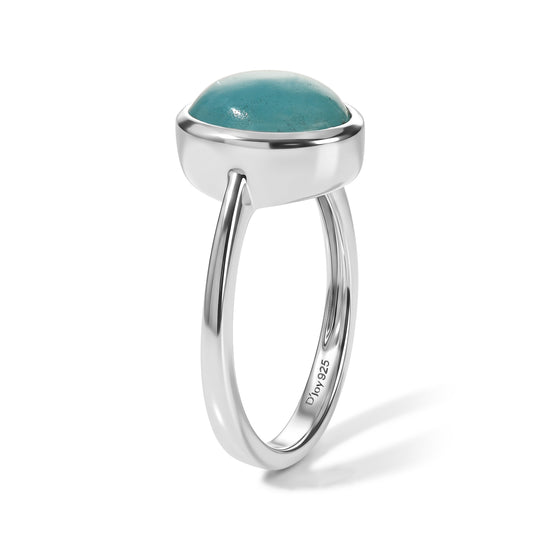 D'Joy Amazonit Ring 925 Silber Rhodiniert (Größe 21.00) ca. 2,80 ct