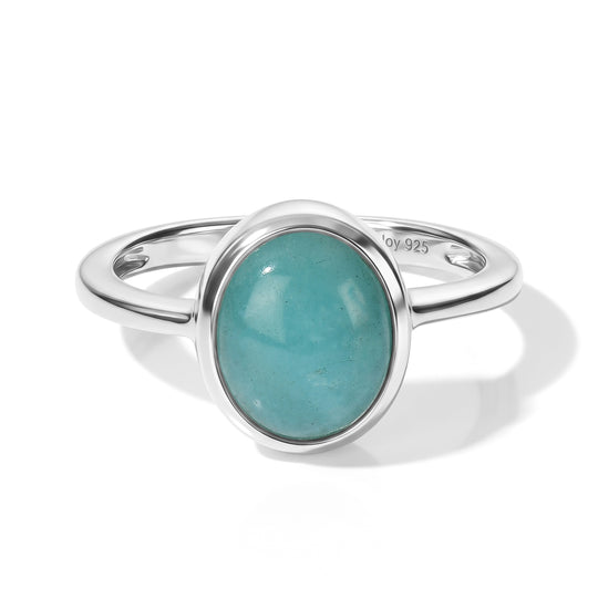 D'Joy Amazonit Ring 925 Silber Rhodiniert (Größe 21.00) ca. 2,80 ct