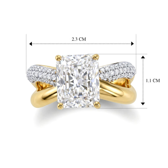 D'Joy Moissanit Ring 925 Silber 750 Gelbgold vermeil (Größe 21.00) ca. 4,01 ct