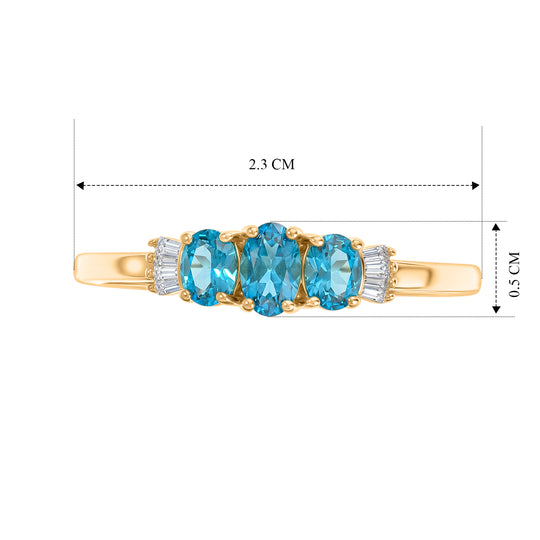 D'Joy Neon Apatit und Diamant Ring, 925 Silber vergoldet - 0,65 ct.