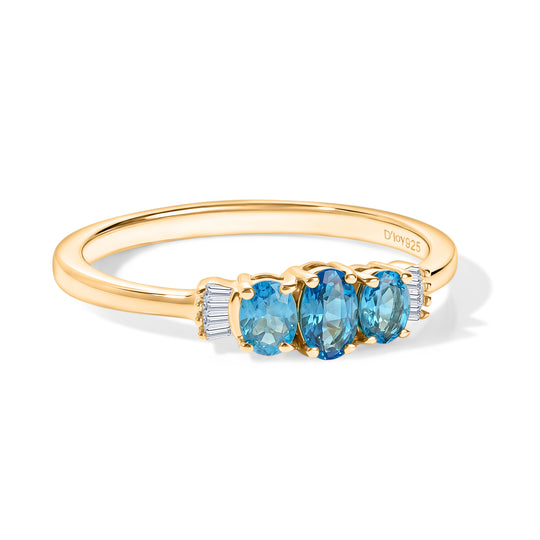 D'Joy Neon Apatit und Diamant Ring, 925 Silber vergoldet - 0,65 ct.