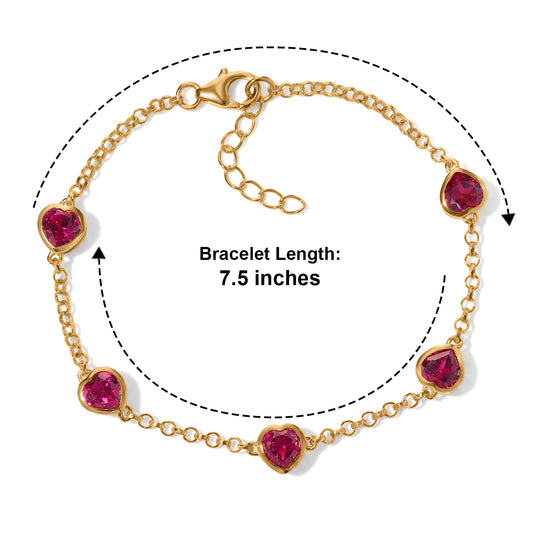 LUXURIANT - AAA Lab Grown Rubin Armband ca. 19 cm 925 Silber 750 Gelbgold vermeil ca. 8,82 ct.