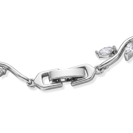 Weißer Zirkonia Armband ca. 20 cm Nickelfreies Messing, Silberfarben