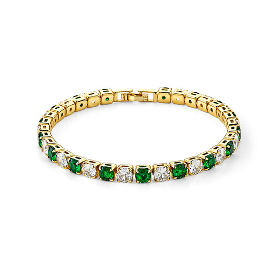 Weißer Zirkonia, Grüner Kristall Armband ca. 19 cm Nickelfreies Messing