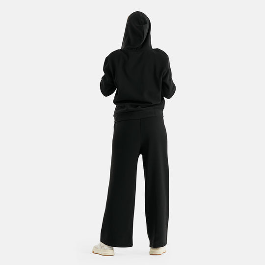 LA MAREY 2-teiliger Damen-Freizeitanzug mit Kapuzenjacke und weiter Hose, Gr. EU 44/46 (L), Schwarz