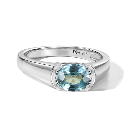 D'Joy AA blauer Zirkon Solitär Ring, 925 Silber rhodiniert - 1,82 ct.