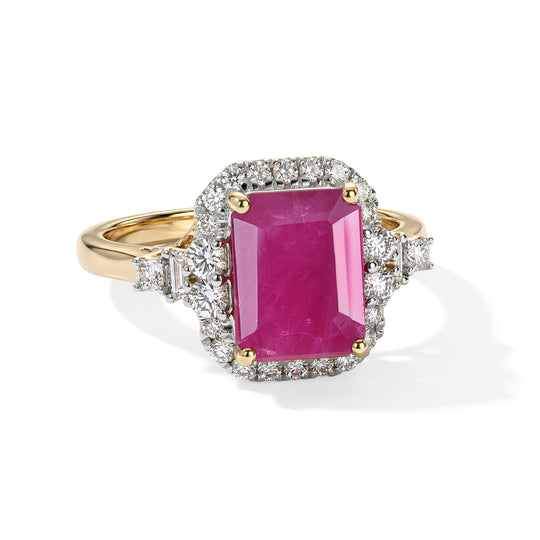 LUXURIANT (10-16 Werktage Lieferzeit) 2,73 ct. AAA burmesischer Rubin und Labor Diamant Ring in 417 Gold
